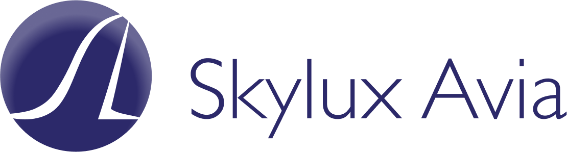 SkyLux Avia logo design for an airline company